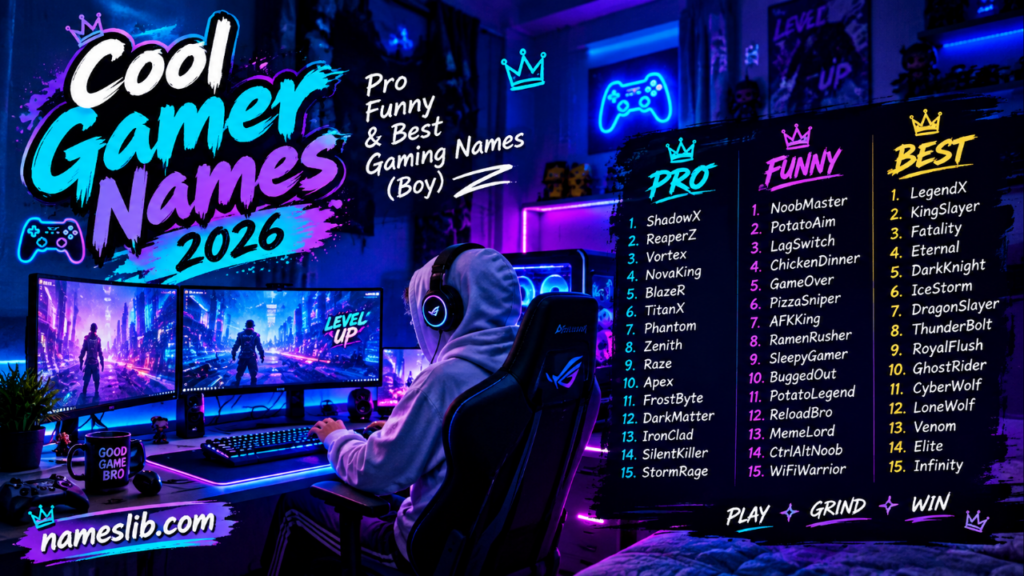 Cool gamer names 2026 pro funny and best gaming names boy