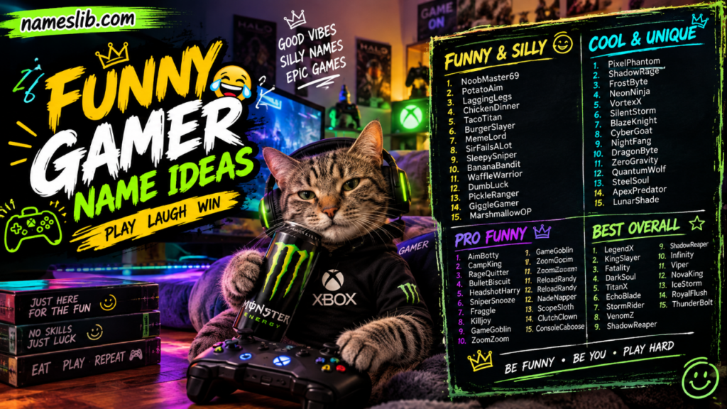 FUNNY GAMER NAME IDEAS