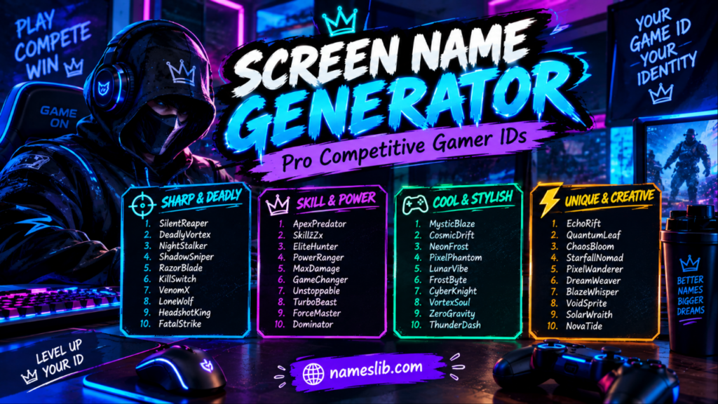 Screen Name Generator – Pro Competitive Gamer IDs