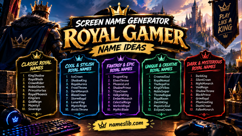 Screen Name Generator – Royal Gamer Name Ideas